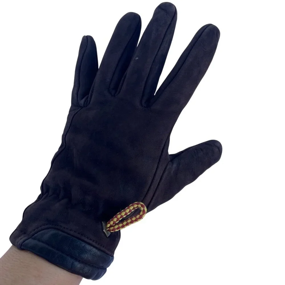 Timberland Genuine Leather Gloves Plaid Lined Women’s L Tag Fits Small